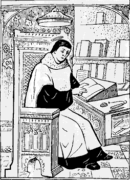 Ученый - монах в 13 веке. (средневековый рисунок) 